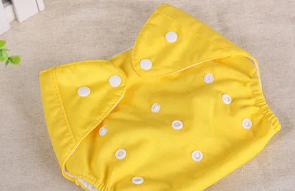 EcoWarra Yellow Baby Diapers Washable Reusable Nappies Grid Eco Friendly Cotton Baby Cloth Training Pant Cloth Diaper Adjustable Baby Fraldas