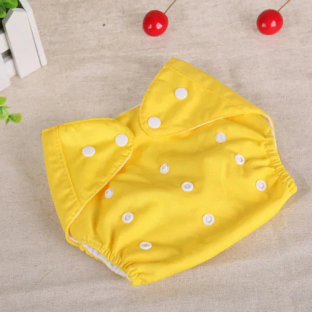 EcoWarra Yellow Baby Diapers Washable Reusable Nappies Grid Eco Friendly Cotton Baby Cloth Training Pant Cloth Diaper Adjustable Baby Fraldas