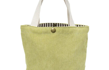 EcoWarra Yellow Small Corduroy Lunch Bag For Women 2024 Eco Canvas Portable Tote Bags Mini Female Students Bento Picnic Food Bag Travel Handbags