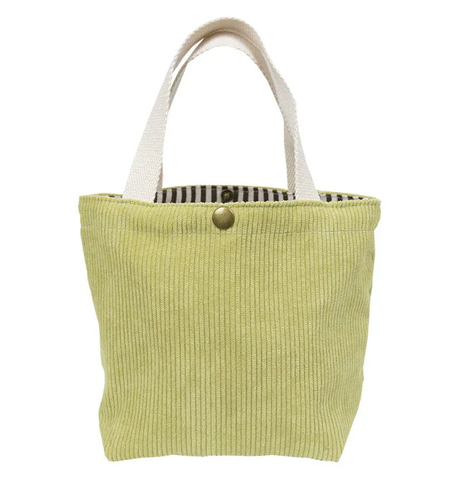 EcoWarra Yellow Small Corduroy Lunch Bag For Women 2024 Eco Canvas Portable Tote Bags Mini Female Students Bento Picnic Food Bag Travel Handbags