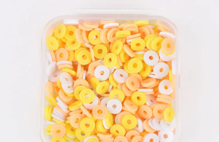 EcoWarra yellow white orange / 500Pcs 1box 500Pcs/Box 6mm Recyclable Polymer Clay Disc Loose Charms Beads Boho 34 Colors Wristband Handmade Spacer Beads For Jewelry Making