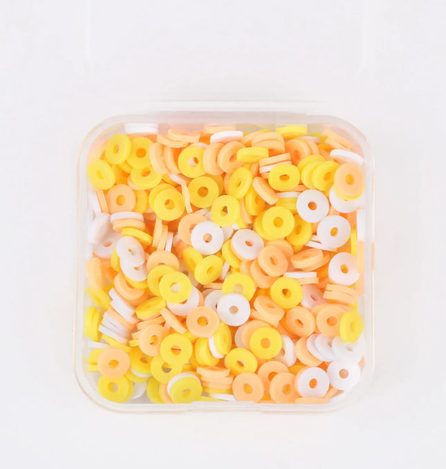 EcoWarra yellow white orange / 500Pcs 1box 500Pcs/Box 6mm Recyclable Polymer Clay Disc Loose Charms Beads Boho 34 Colors Wristband Handmade Spacer Beads For Jewelry Making