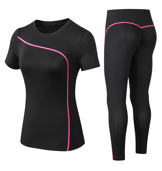 EcoWarra Yoga Set Quick Dry 2 Piece Female Short-sleeved long Pants Outdoor Sportswear Fitness suit Plus Size Sport outfit for woman
