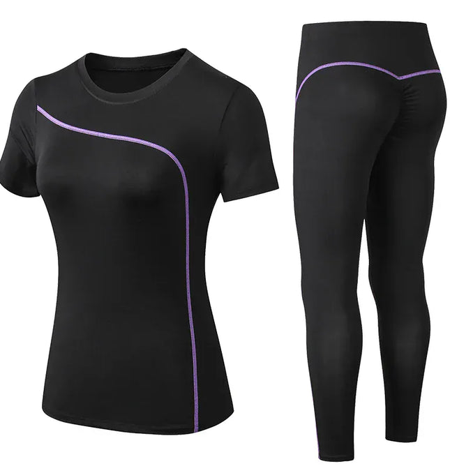 EcoWarra Yoga Set Quick Dry 2 Piece Female Short-sleeved long Pants Outdoor Sportswear Fitness suit Plus Size Sport outfit for woman