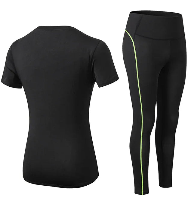 EcoWarra Yoga Set Quick Dry 2 Piece Female Short-sleeved long Pants Outdoor Sportswear Fitness suit Plus Size Sport outfit for woman