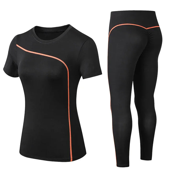 EcoWarra Yoga Set Quick Dry 2 Piece Female Short-sleeved long Pants Outdoor Sportswear Fitness suit Plus Size Sport outfit for woman