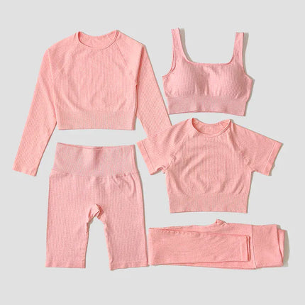 EcoWarra Yoga Set Seamless Women's Sportswear Workout Clothes Athletic Wear Gym Legging Fitness Bra Crop Top Long Sleeve Sports Suits