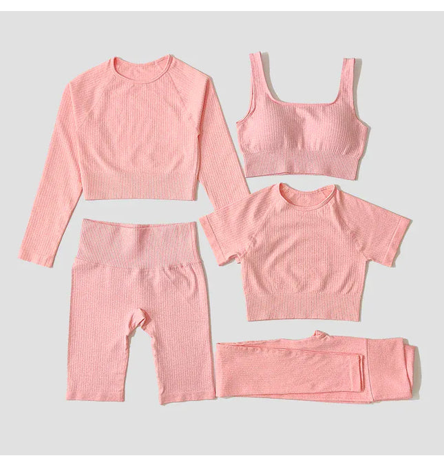 EcoWarra Yoga Set Seamless Women's Sportswear Workout Clothes Athletic Wear Gym Legging Fitness Bra Crop Top Long Sleeve Sports Suits