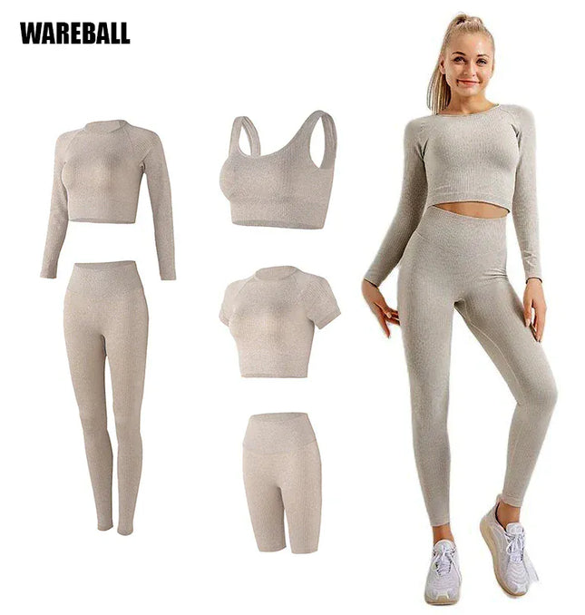 EcoWarra Yoga Set Seamless Women's Sportswear Workout Clothes Athletic Wear Gym Legging Fitness Bra Crop Top Long Sleeve Sports Suits