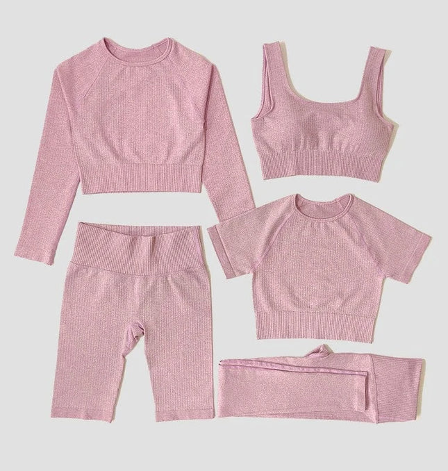 EcoWarra Yoga Set Seamless Women's Sportswear Workout Clothes Athletic Wear Gym Legging Fitness Bra Crop Top Long Sleeve Sports Suits