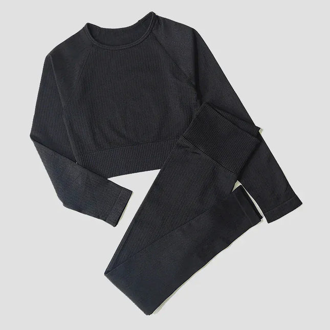 EcoWarra Yoga Set Seamless Women's Sportswear Workout Clothes Athletic Wear Gym Legging Fitness Bra Crop Top Long Sleeve Sports Suits