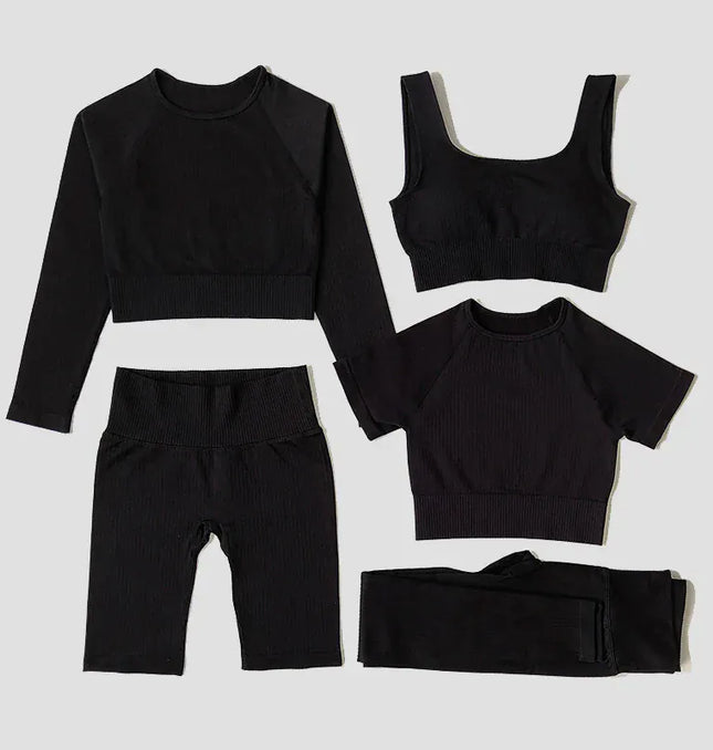 EcoWarra Yoga Set Seamless Women's Sportswear Workout Clothes Athletic Wear Gym Legging Fitness Bra Crop Top Long Sleeve Sports Suits
