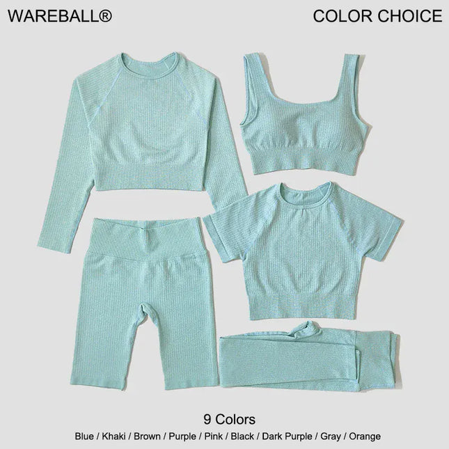 EcoWarra Yoga Set Seamless Women's Sportswear Workout Clothes Athletic Wear Gym Legging Fitness Bra Crop Top Long Sleeve Sports Suits