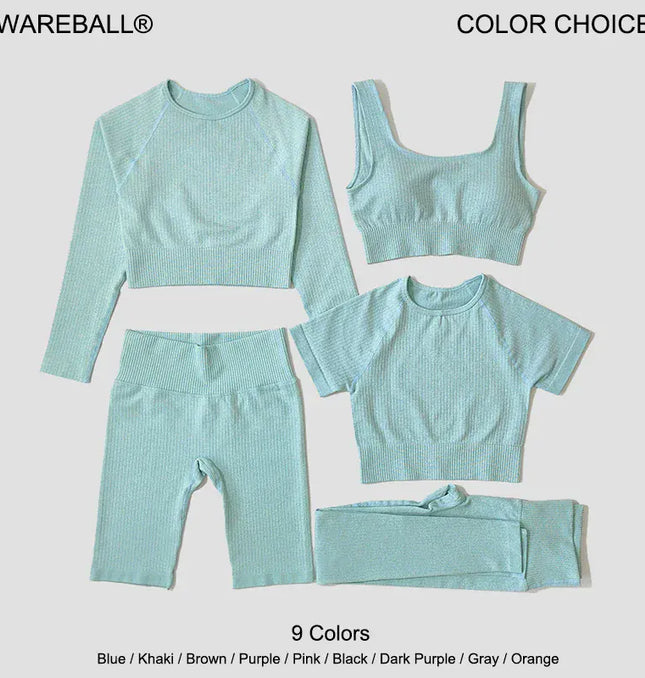 EcoWarra Yoga Set Seamless Women's Sportswear Workout Clothes Athletic Wear Gym Legging Fitness Bra Crop Top Long Sleeve Sports Suits