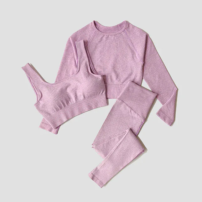 EcoWarra Yoga Set Seamless Women's Sportswear Workout Clothes Athletic Wear Gym Legging Fitness Bra Crop Top Long Sleeve Sports Suits