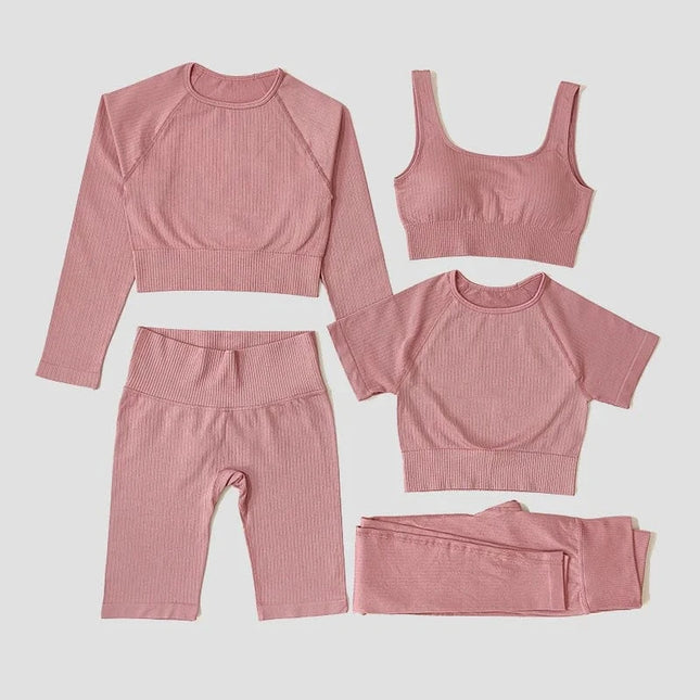 EcoWarra Yoga Set Seamless Women's Sportswear Workout Clothes Athletic Wear Gym Legging Fitness Bra Crop Top Long Sleeve Sports Suits