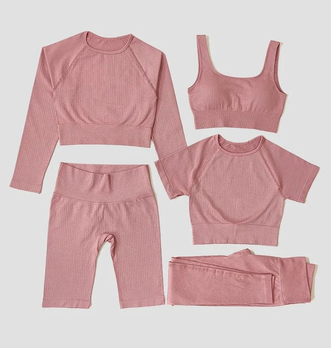 EcoWarra Yoga Set Seamless Women's Sportswear Workout Clothes Athletic Wear Gym Legging Fitness Bra Crop Top Long Sleeve Sports Suits