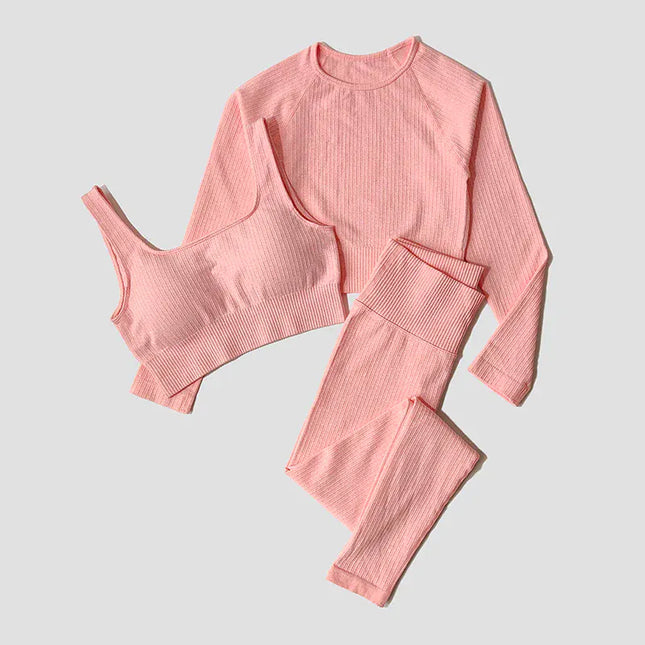 EcoWarra Yoga Set Seamless Women's Sportswear Workout Clothes Athletic Wear Gym Legging Fitness Bra Crop Top Long Sleeve Sports Suits