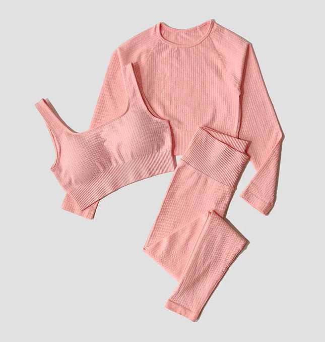 EcoWarra Yoga Set Seamless Women's Sportswear Workout Clothes Athletic Wear Gym Legging Fitness Bra Crop Top Long Sleeve Sports Suits