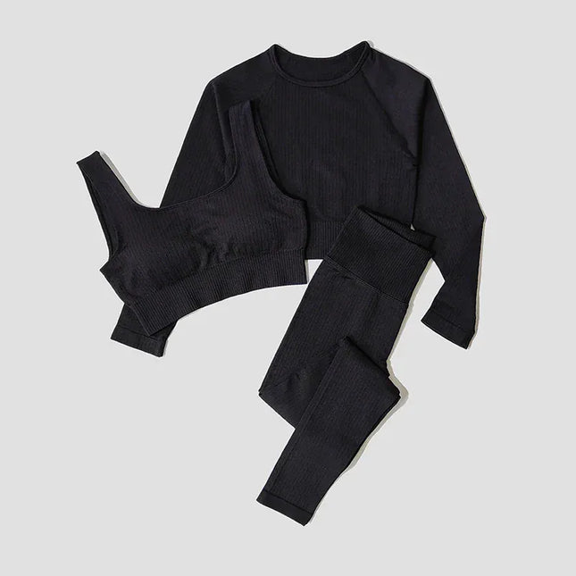 EcoWarra Yoga Set Seamless Women's Sportswear Workout Clothes Athletic Wear Gym Legging Fitness Bra Crop Top Long Sleeve Sports Suits