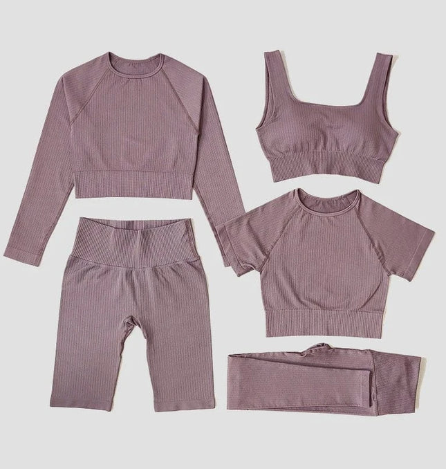 EcoWarra Yoga Set Seamless Women's Sportswear Workout Clothes Athletic Wear Gym Legging Fitness Bra Crop Top Long Sleeve Sports Suits