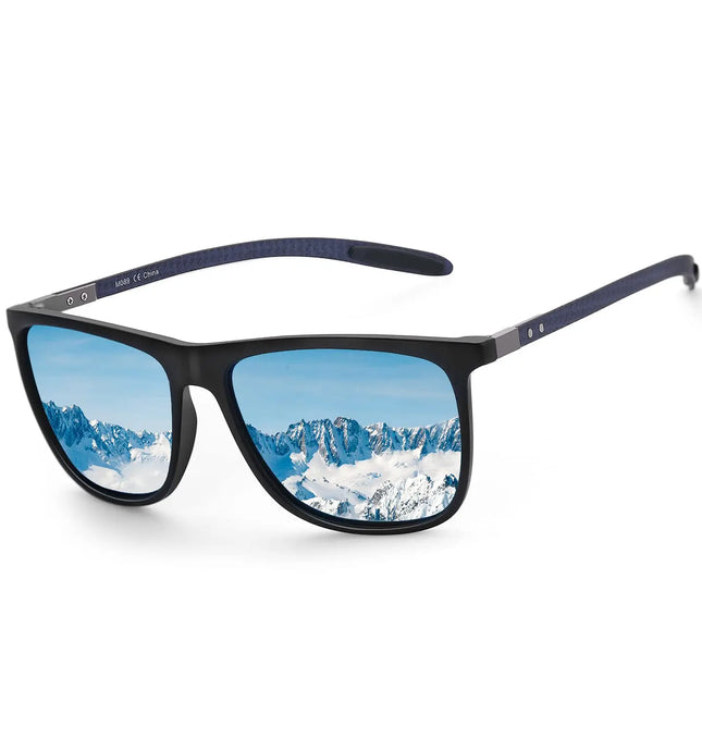 EcoWarra ZENOTTIC Polaroid / 003 Blue Mirrored ZENOTTIC Square Polarized Sunglasses for Men Ultralight Carbon Fiber Sun Glasses Driving Fishing Golf Sports UV400 Protection