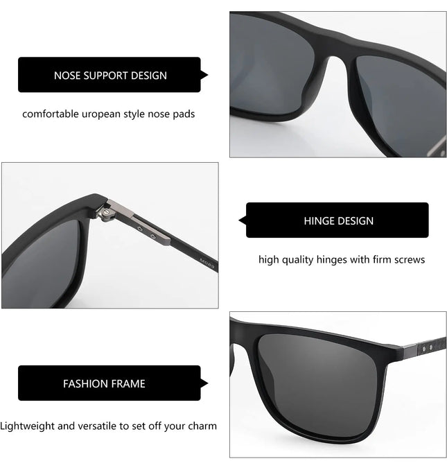 EcoWarra ZENOTTIC Square Polarized Sunglasses for Men Ultralight Carbon Fiber Sun Glasses Driving Fishing Golf Sports UV400 Protection