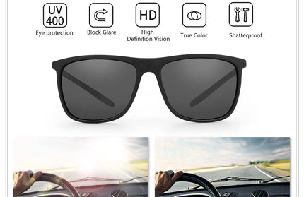 EcoWarra ZENOTTIC Square Polarized Sunglasses for Men Ultralight Carbon Fiber Sun Glasses Driving Fishing Golf Sports UV400 Protection