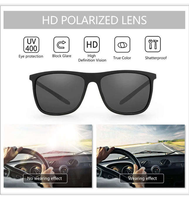 EcoWarra ZENOTTIC Square Polarized Sunglasses for Men Ultralight Carbon Fiber Sun Glasses Driving Fishing Golf Sports UV400 Protection