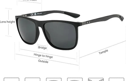 EcoWarra ZENOTTIC Square Polarized Sunglasses for Men Ultralight Carbon Fiber Sun Glasses Driving Fishing Golf Sports UV400 Protection