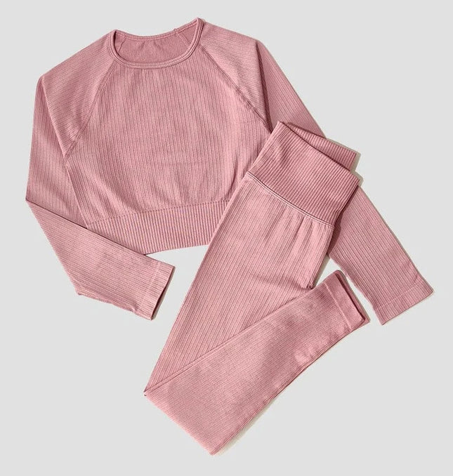 Yoga Set Seamless Women's Sportswear Workout Clothes Athletic Wear Gym Legging Fitness Bra Crop Top Long Sleeve Sports Suits