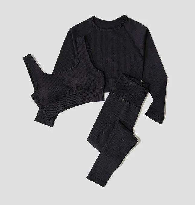 Yoga Set Seamless Women's Sportswear Workout Clothes Athletic Wear Gym Legging Fitness Bra Crop Top Long Sleeve Sports Suits