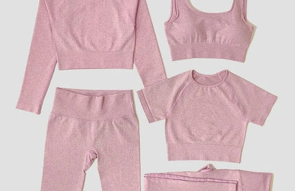 Yoga Set Seamless Women's Sportswear Workout Clothes Athletic Wear Gym Legging Fitness Bra Crop Top Long Sleeve Sports Suits