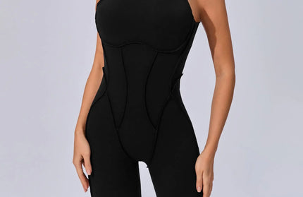 Seamless Yoga Jumpsuits Sports Fitness Splicing Hip-lifting One-Piece Hollow-out Beauty Back Gym Workout Bodysuits for Women