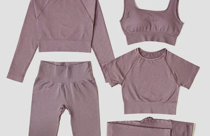 Yoga Set Seamless Women's Sportswear Workout Clothes Athletic Wear Gym Legging Fitness Bra Crop Top Long Sleeve Sports Suits